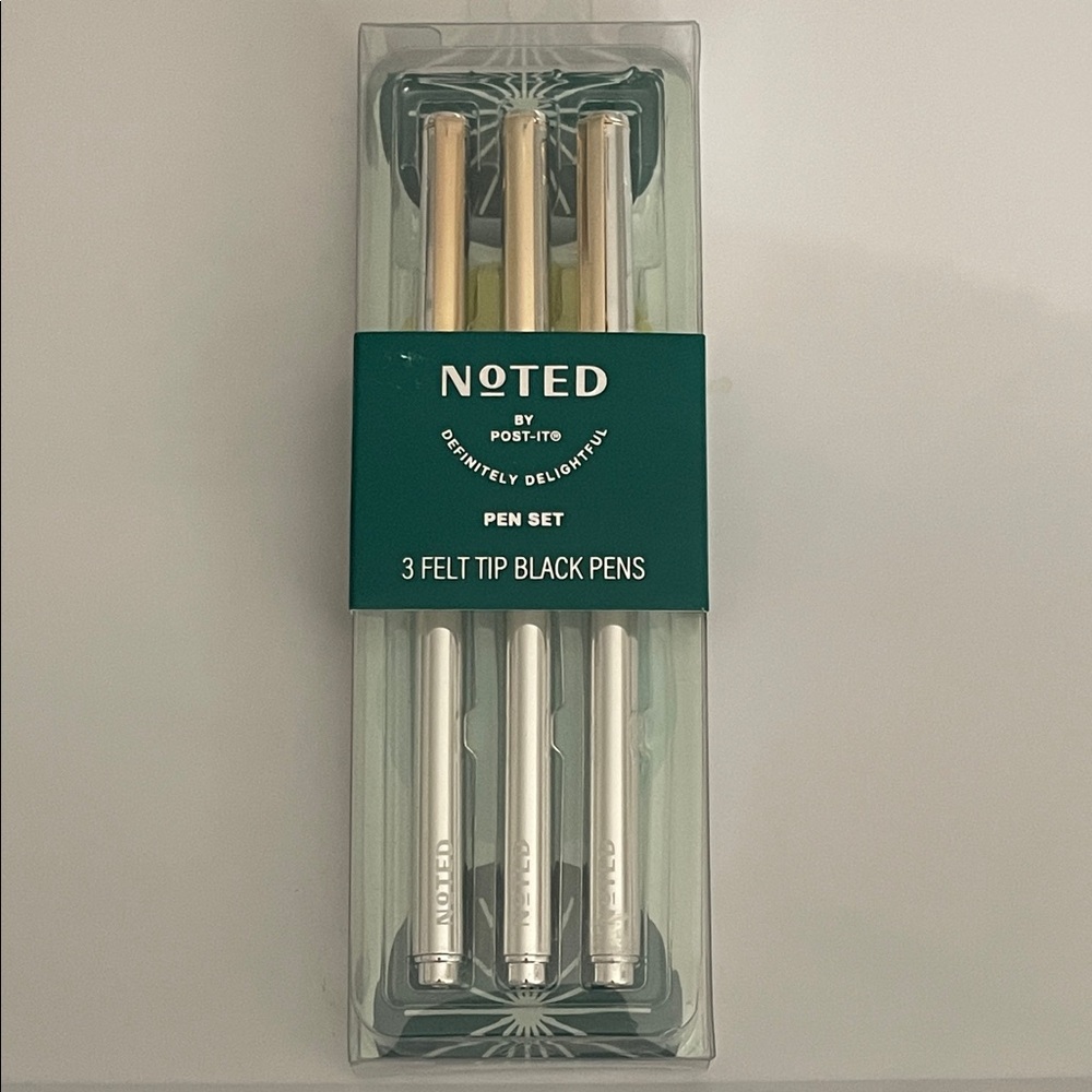 **FINAL PRICE** Noted by Post-it® 3 Felt Tip Black Pens w/ Silver Barrel